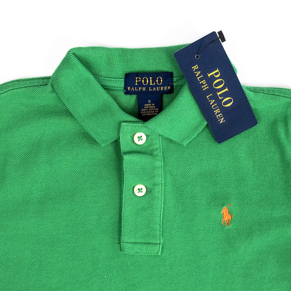 NWT Polo Ralph Lauren Little Boys Mesh Polo Shirt Green Pony Orange $49 - Size 5 - Picture 8 of 9